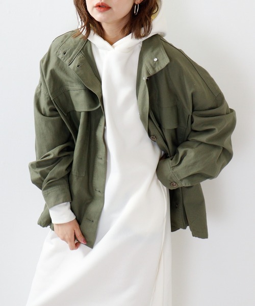 hunch(ハンチ)の「hunch ふわ軽裏起毛スウェット サイドリブフーディOP(ワンピース・レディース・オフホワイト・FREE)」の1枚目の写真