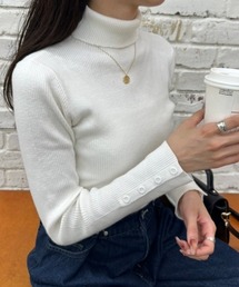 【WEB限定】袖口ボタンタートルニット　1032050140