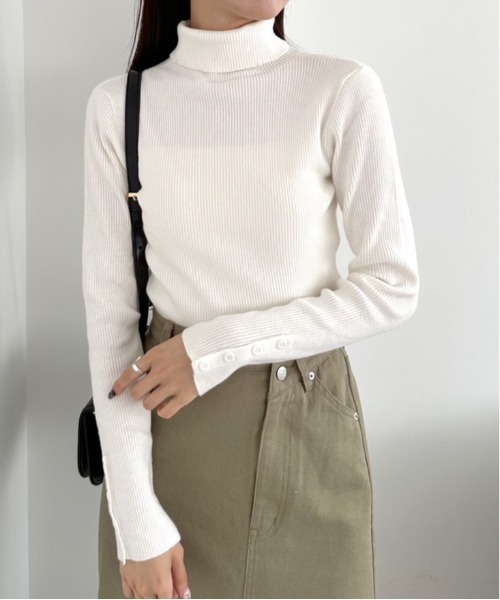 OLIVE des OLIVE(オリーブデオリーブ)の「【WEB限定】袖口ボタンタートルニット 1032050140(ニット/セーター・レディース・トップグレー/サックスブルー/ブラック/オフホワイト・FREE)」の22枚目の写真