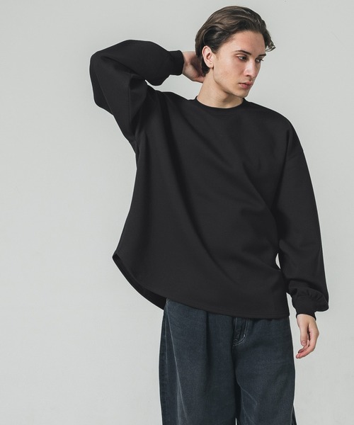 coca(coca)(コカ)の「メンズ ダンボールニットテールカットトップス(Tシャツ/カットソー・メンズ・グレイッシュベージュ/グレー/ブラック・M/L)」の2枚目の写真
