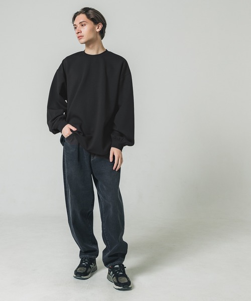 coca(coca)(コカ)の「メンズ ダンボールニットテールカットトップス(Tシャツ/カットソー・メンズ・グレイッシュベージュ/グレー/ブラック・M/L)」の12枚目の写真