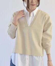 quaranciel:〈洗濯機可能〉クロップド Vネック プルオーバー