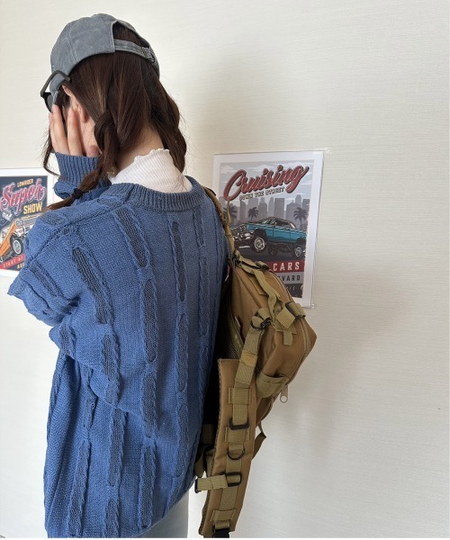 ARCADE(アーケード)の「オーバーサイズ 立体ケーブル編みニット -ARCADE Limited Line-(ニット/セーター・レディース・ホワイト/ブルー・FREE)」の14枚目の写真