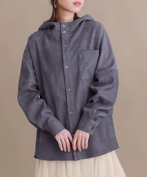 コーデュロイフーディーシャツ