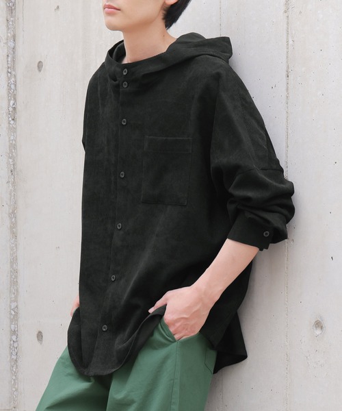 n'OrLABEL（ノアールレーベル）の「『コーデュロイフーディーシャツ』（シャツ/ブラウス・レディース・ベージュ/ネイビー/ブラック・1/2）」の7枚目の写真