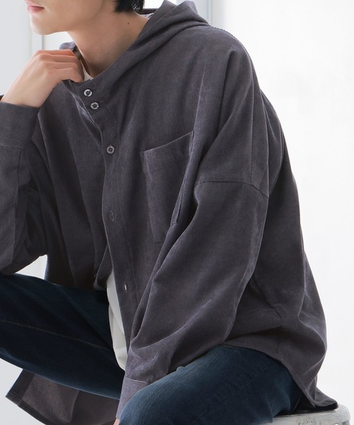 n'OrLABEL（ノアールレーベル）の「『コーデュロイフーディーシャツ』（シャツ/ブラウス・レディース・ベージュ/ネイビー/ブラック・1/2）」の19枚目の写真