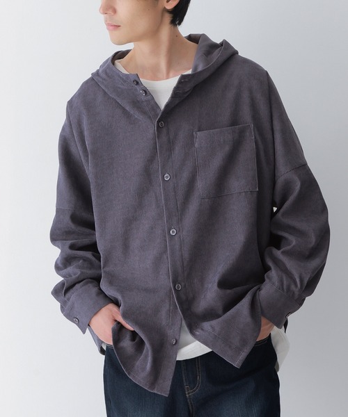 n'OrLABEL（ノアールレーベル）の「『コーデュロイフーディーシャツ』（シャツ/ブラウス・レディース・ベージュ/ネイビー/ブラック・1/2）」の18枚目の写真