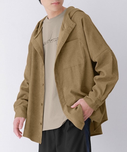 n'OrLABEL（ノアールレーベル）の「『コーデュロイフーディーシャツ』（シャツ/ブラウス・レディース・ベージュ/ネイビー/ブラック・1/2）」の13枚目の写真