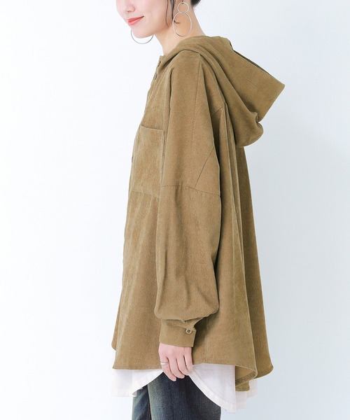 n'OrLABEL（ノアールレーベル）の「『コーデュロイフーディーシャツ』（シャツ/ブラウス・レディース・ベージュ/ネイビー/ブラック・1/2）」の10枚目の写真