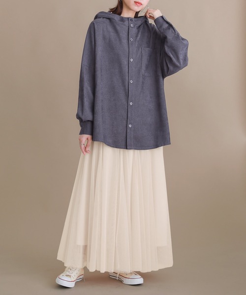 n'OrLABEL（ノアールレーベル）の「『コーデュロイフーディーシャツ』（シャツ/ブラウス・レディース・ベージュ/ネイビー/ブラック・1/2）」の17枚目の写真