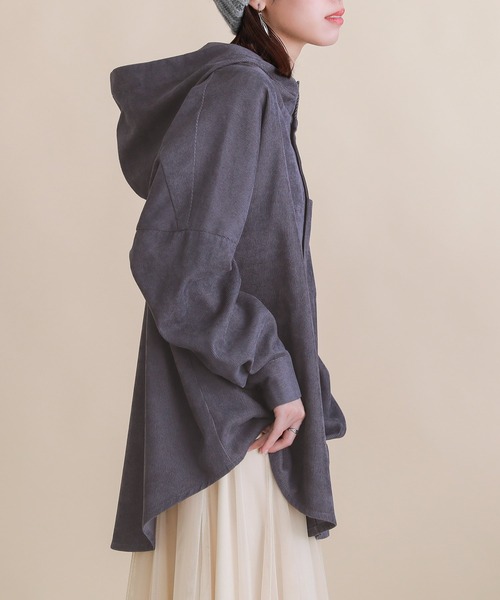 n'OrLABEL（ノアールレーベル）の「『コーデュロイフーディーシャツ』（シャツ/ブラウス・レディース・ベージュ/ネイビー/ブラック・1/2）」の16枚目の写真