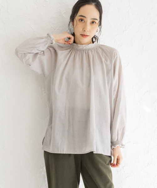 studio CLIP（スタディオクリップ）の「レースシャーリングブラウス（シャツ/ブラウス・レディース・その他1/オフホワイト/その他2/スモーク/その他3/ネイビー・LARGE/MEDIUM）」の5枚目の写真