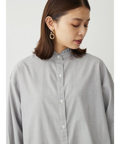 Green　Parks（グリーンパークス）の「イージーケアスタンドフリルシャツチュニック（チュニック・レディース・ブラック系その他2/ブルー系その他6/オフホワイト/ネイビー・FREE）」の7枚目の写真