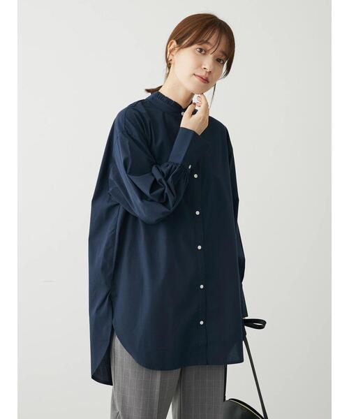 Green　Parks（グリーンパークス）の「イージーケアスタンドフリルシャツチュニック（チュニック・レディース・ブラック系その他2/ブルー系その他6/オフホワイト/ネイビー・FREE）」の11枚目の写真