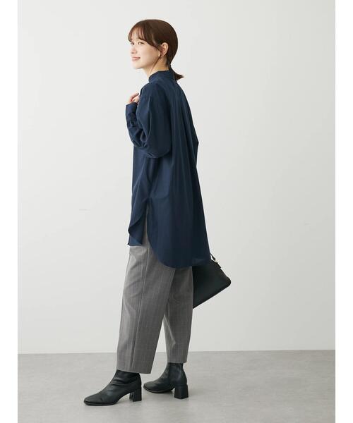 Green　Parks（グリーンパークス）の「イージーケアスタンドフリルシャツチュニック（チュニック・レディース・ブラック系その他2/ブルー系その他6/オフホワイト/ネイビー・FREE）」の12枚目の写真