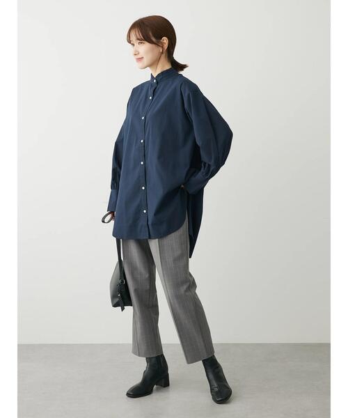 Green　Parks（グリーンパークス）の「イージーケアスタンドフリルシャツチュニック（チュニック・レディース・ブラック系その他2/ブルー系その他6/オフホワイト/ネイビー・FREE）」の13枚目の写真