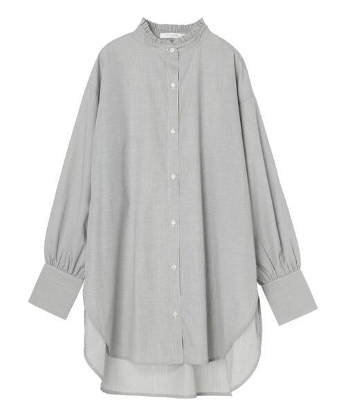 Green　Parks（グリーンパークス）の「イージーケアスタンドフリルシャツチュニック（チュニック・レディース・ブラック系その他2/ブルー系その他6/オフホワイト/ネイビー・FREE）」の14枚目の写真