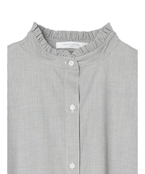 Green　Parks（グリーンパークス）の「イージーケアスタンドフリルシャツチュニック（チュニック・レディース・ブラック系その他2/ブルー系その他6/オフホワイト/ネイビー・FREE）」の16枚目の写真