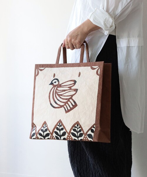 fennica（フェニカ）の「桂樹舎 / 和紙 手提げ袋（トートバッグ・レディース・ブルー/ブラウン・ONE SIZE）」の6枚目の写真