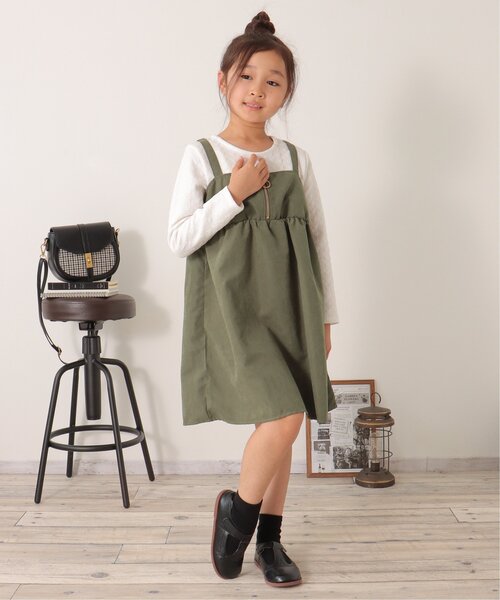 ikka(イッカ)の「ふくれジャガードドッキングワンピース(120~160cm)(ワンピース・キッズ・カーキオリーブ/ブラック・120/150/130/140/160)」の17枚目の写真