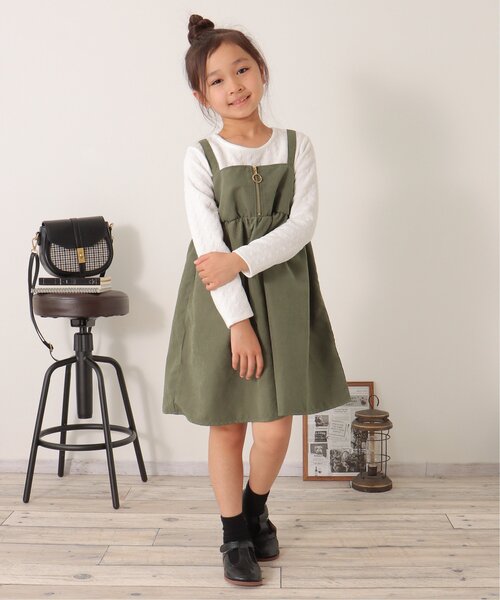 ikka(イッカ)の「ふくれジャガードドッキングワンピース(120~160cm)(ワンピース・キッズ・カーキオリーブ/ブラック・120/150/130/140/160)」の18枚目の写真