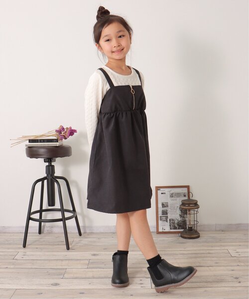 ikka(イッカ)の「ふくれジャガードドッキングワンピース(120~160cm)(ワンピース・キッズ・カーキオリーブ/ブラック・120/150/130/140/160)」の19枚目の写真