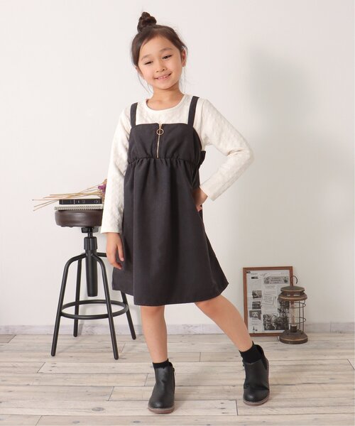 ikka(イッカ)の「ふくれジャガードドッキングワンピース(120~160cm)(ワンピース・キッズ・カーキオリーブ/ブラック・120/150/130/140/160)」の21枚目の写真