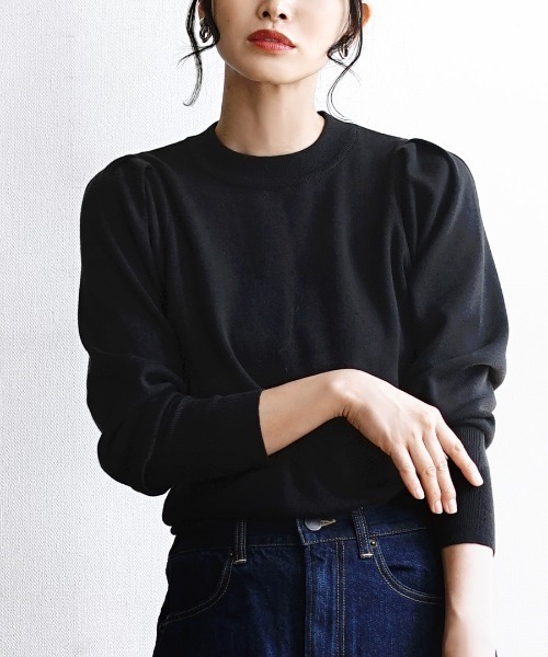 apartment department（アパートメントデパートメント）の「ショルダータック ニットプルオーバー（ニット/セーター・レディース・ブラック/レッド/ネイビー/杢グレー/オフホワイト・M）」の2枚目の写真