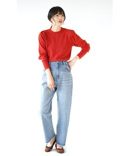 apartment department（アパートメントデパートメント）の「ショルダータック ニットプルオーバー（ニット/セーター・レディース・ブラック/レッド/ネイビー/杢グレー/オフホワイト・M）」の15枚目の写真