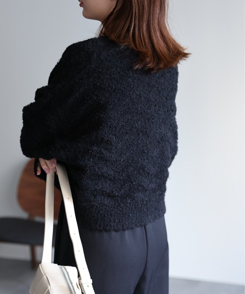 【24時間以内発送】amuamu 短丈 オーバーサイズ ニット セール】〈セットアップニット〉アルパカタッチハイネックショート丈