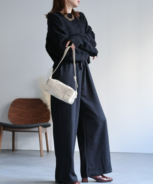 セール】ループヤーン波柄クロップド丈 プルオーバー/ナミナミニット