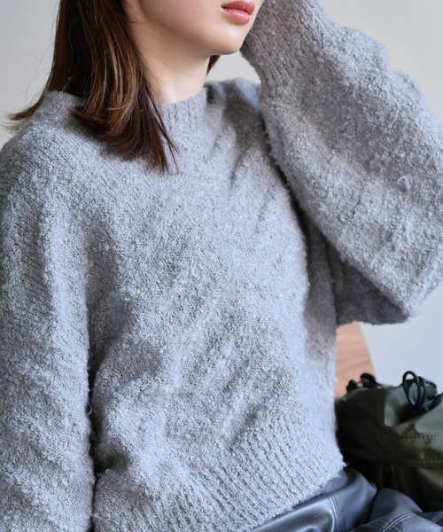 ループ編み シャギー クロップド 短丈 ニット ニット セーター 「5色展開」クロップド シャギー トップス レディース