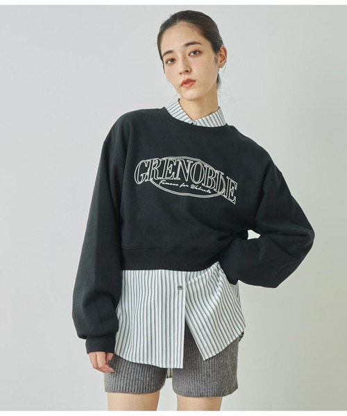 Isn't She？ トレーナー スウェット 裏起毛ロゴクロップド
