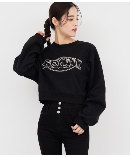 ANAP(アナップ)の「刺繍クロップド裏起毛スウェットトレーナー(スウェット・レディース・オフホワイト/モスグリーン/ブラック・FREE)」の17枚目の写真