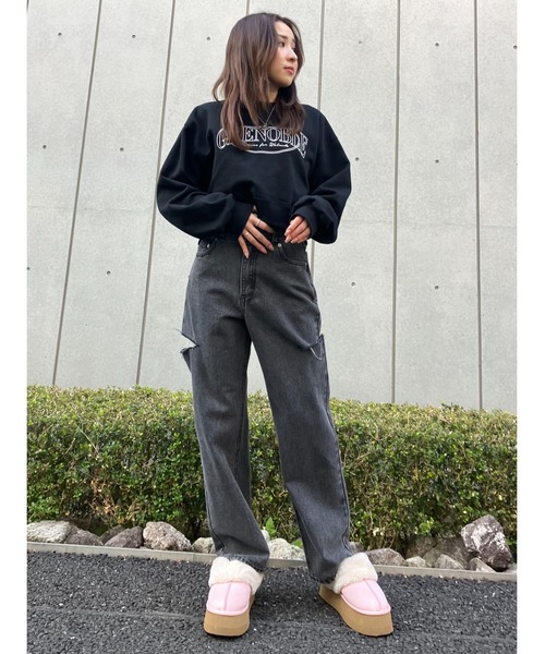 ANAP(アナップ)の「刺繍クロップド裏起毛スウェットトレーナー(スウェット・レディース・オフホワイト/モスグリーン/ブラック・FREE)」の20枚目の写真