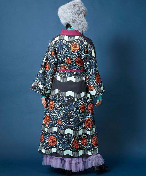 重宗玉緒 コラボ ワンピース 着物 鳩 冬 和装 和服 カジュアル 現代