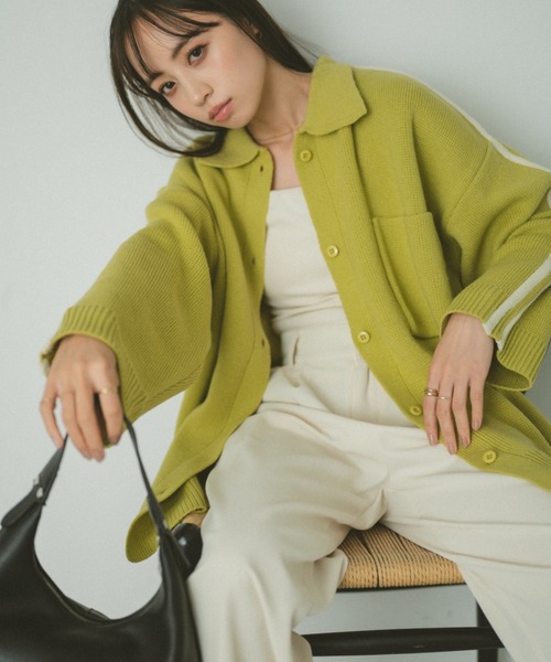 VANNIE U（ヴァニーユー）の「ラインニットオーバーブルゾン（ブルゾン・レディース・ピンク/グリーン/アイボリー・FREE）」の20枚目の写真