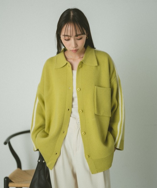 VANNIE U（ヴァニーユー）の「ラインニットオーバーブルゾン（ブルゾン・レディース・ピンク/グリーン/アイボリー・FREE）」の21枚目の写真