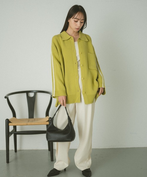 VANNIE U（ヴァニーユー）の「ラインニットオーバーブルゾン（ブルゾン・レディース・ピンク/グリーン/アイボリー・FREE）」の7枚目の写真