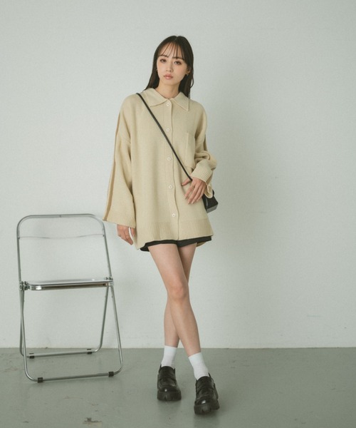 VANNIE U（ヴァニーユー）の「ラインニットオーバーブルゾン（ブルゾン・レディース・ピンク/グリーン/アイボリー・FREE）」の17枚目の写真