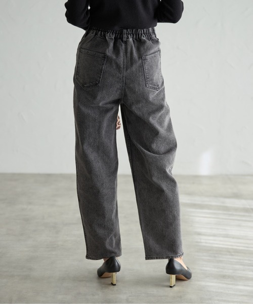 each（イーチ）の「バックゴムウエストカーブデニムパンツ（デニムパンツ・レディース・ブラック/ブルー/ホワイト・FREE）」の6枚目の写真