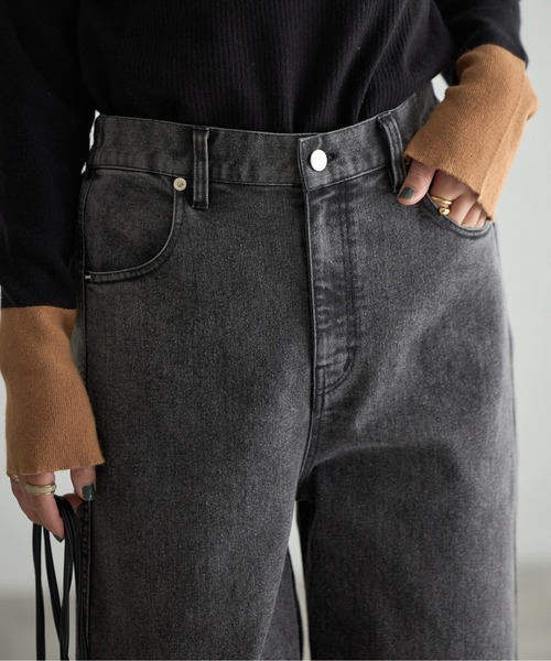 URCH ウエストゴムデニムパンツ セール】バックゴムウエストカーブデニムパンツ（デニムパンツ