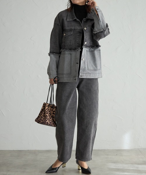 each（イーチ）の「バックゴムウエストカーブデニムパンツ（デニムパンツ・レディース・ブラック/ブルー/ホワイト・FREE）」の11枚目の写真