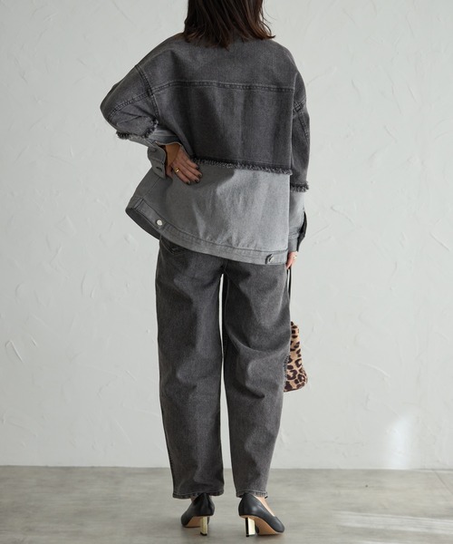 each（イーチ）の「バックゴムウエストカーブデニムパンツ（デニムパンツ・レディース・ブラック/ブルー/ホワイト・FREE）」の12枚目の写真