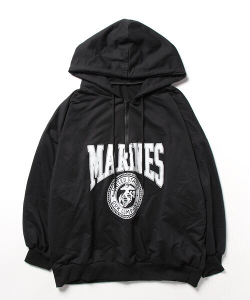 MAISON DE THERESE(メゾン ド テレーズ)の「ハーフジップ ビッグサイズパーカー カレッジロゴ風(パーカー・レディース・ブラック/グレー/オレンジ/グリーン・M/XL/L/XX-LARGE)」の16枚目の写真
