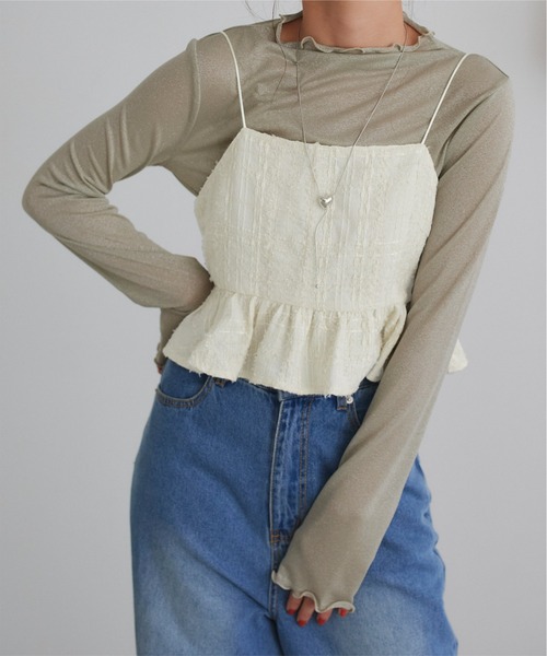 titivate（ティティベイト）の「ラメツイードキャミソールトップス（キャミソール・レディース・ブラウン/ブラック/アイボリー・FREE）」の15枚目の写真