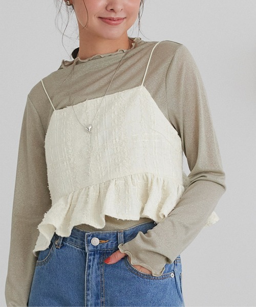 titivate（ティティベイト）の「ラメツイードキャミソールトップス（キャミソール・レディース・ブラウン/ブラック/アイボリー・FREE）」の18枚目の写真