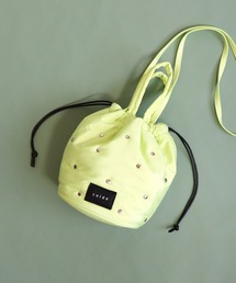 スタッズ付き2way巾着ショルダーバッグ