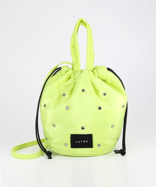 COLDE （コルデ）の「スタッズ付き2way巾着ショルダーバッグ（ショルダーバッグ・レディース・ブラック/イエロー/アイボリー/サックスブルー・FREE）」の13枚目の写真