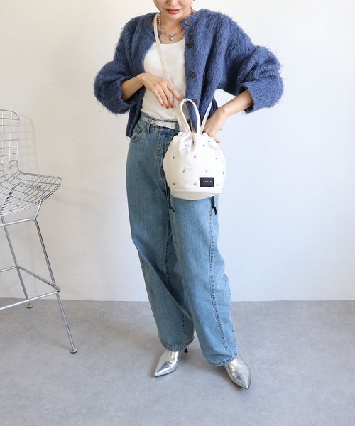 COLDE （コルデ）の「スタッズ付き2way巾着ショルダーバッグ（ショルダーバッグ・レディース・ブラック/イエロー/アイボリー/サックスブルー・FREE）」の16枚目の写真